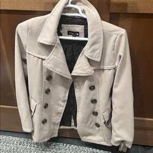 Rue21 Women's Cream Double-Breasted Peacoat